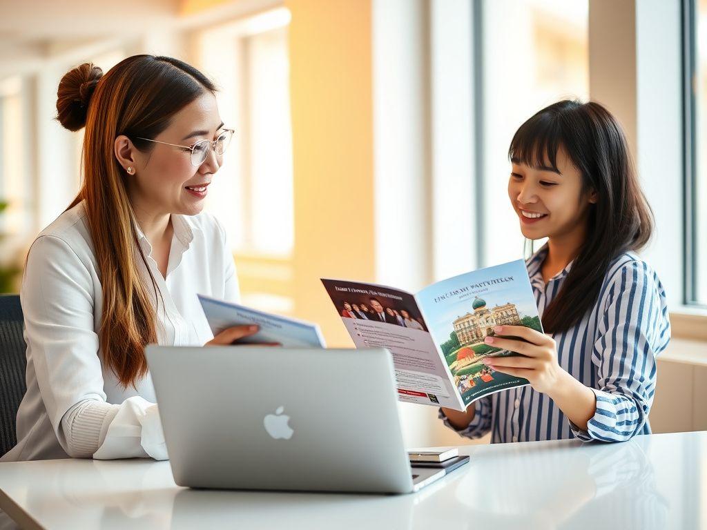 A GrowCraft counsellor reviewing university options with a student